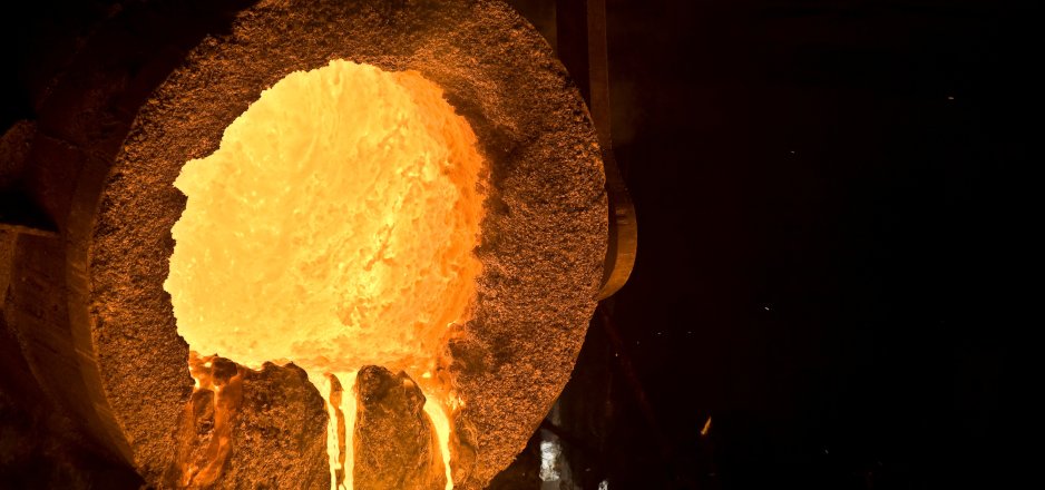 Molten metal starting to flow